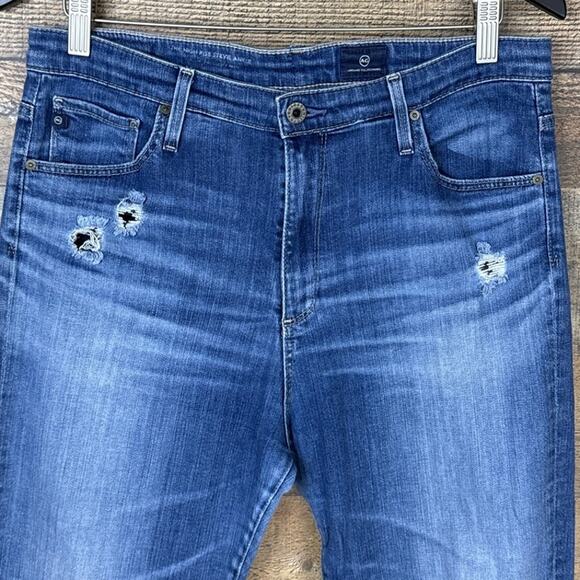 Adriano Goldschmied The High Rise Stevie Ankle Distressed Blue Jeans Size 32 - Picture 2 of 9